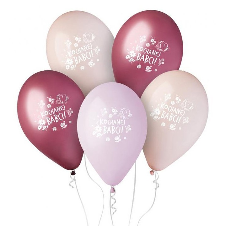 Latex léggömbök, Gemar, Kochanej Babci, 32,5 cm, 5 darabos készlet