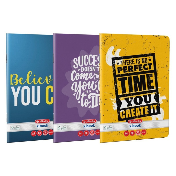 Тетрадка А4 80 листа със заоблени ъгли, гланцирана корица Herlitz Extreme