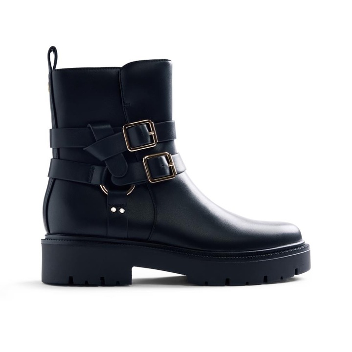 Gioseppo, Cizme mid-calf de piele ecologica cu catarama, Negru