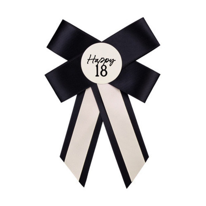 Котилион за 18 години, PartyDeco, кремаво и черно, 11x17 см, с щипка