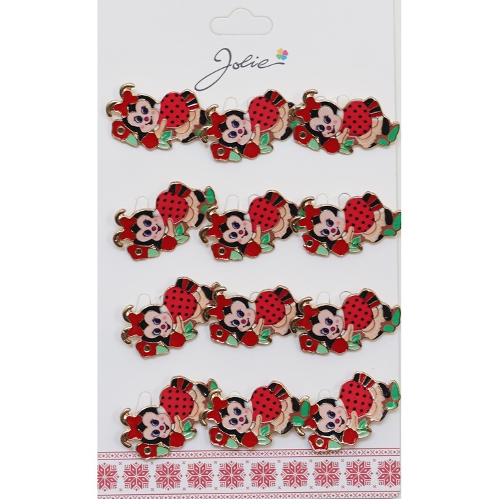 Set 12 Brose Martisor pentru Copii Buburuza pe Flori