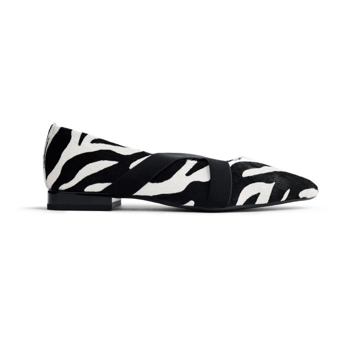Gioseppo, Balerini de piele cu animal print, Negru