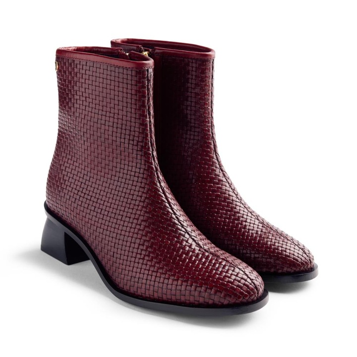 Gioseppo, Ghete de piele cu model tesut Mackford, Visiniu