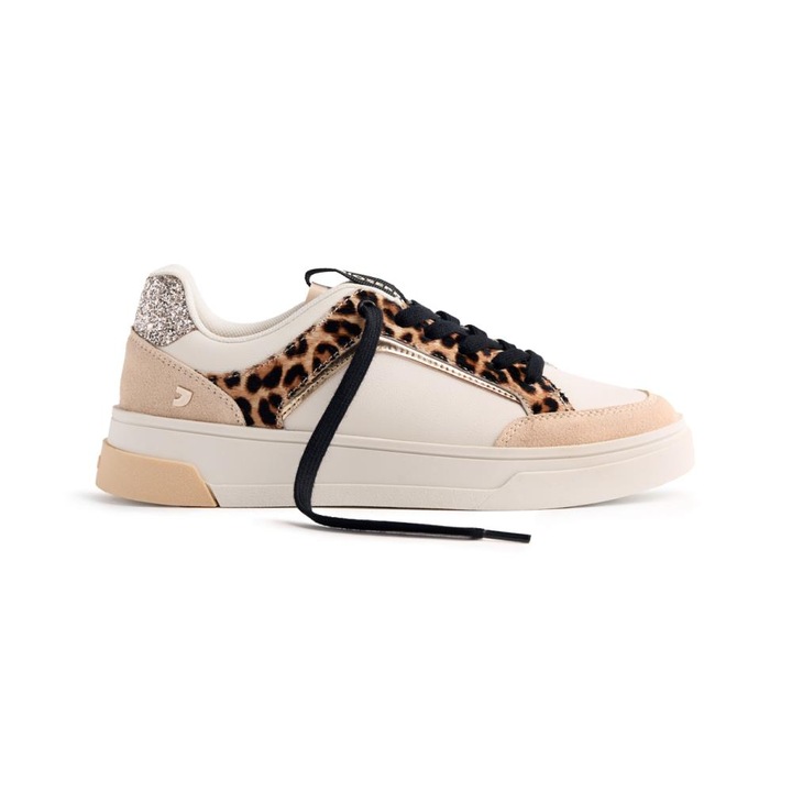 Gioseppo, Pantofi sport de piele cu garnituri cu animal print, Maro