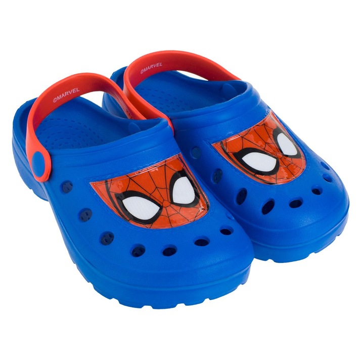 Saboti copii, albastru-rosu, model Spiderman, 19-22 EU