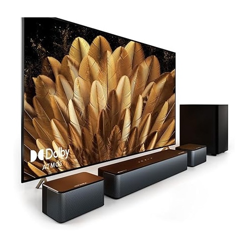 ULTIMEA Soundbar 5.1 cu Dolby Atmos, Sistem de sunet surround 3D, Soundbar pentru televizoare cu subwoofer, 2 boxe spate, Soundbar Bluetooth 5.3 cu bas reglabil, model Poseidon D60
