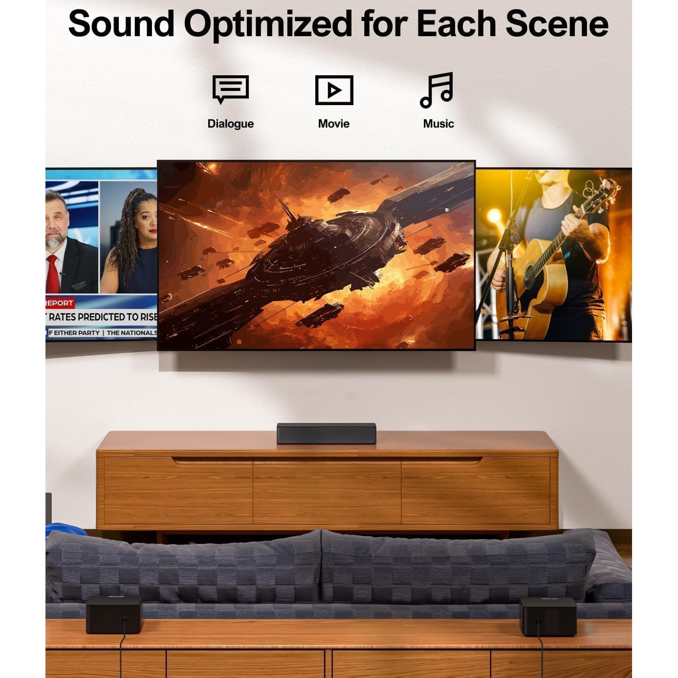 ULTIMEA Soundbar 5.1 cu Dolby Atmos, Sistem de sunet surround 3D, Soundbar pentru televizoare cu subwoofer, 2 boxe spate, Soundbar Bluetooth 5.3 cu bas reglabil, model Poseidon D60
