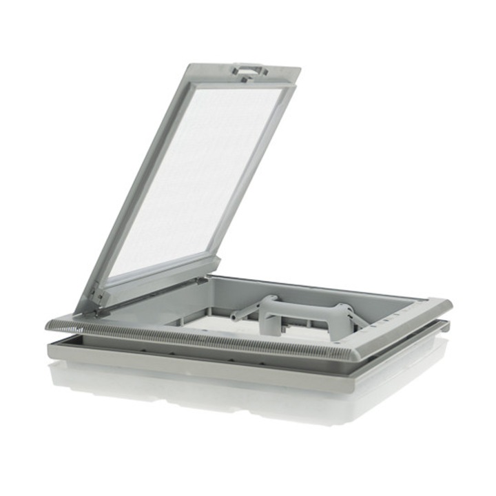 Fereastra de acoperis MPK 40x40 cm gri cu plasa de tantari, pentru rulote