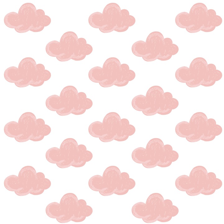 Muralo Matricák Gyerekszobába 60cm x 30cm Rózsaszín Felhők