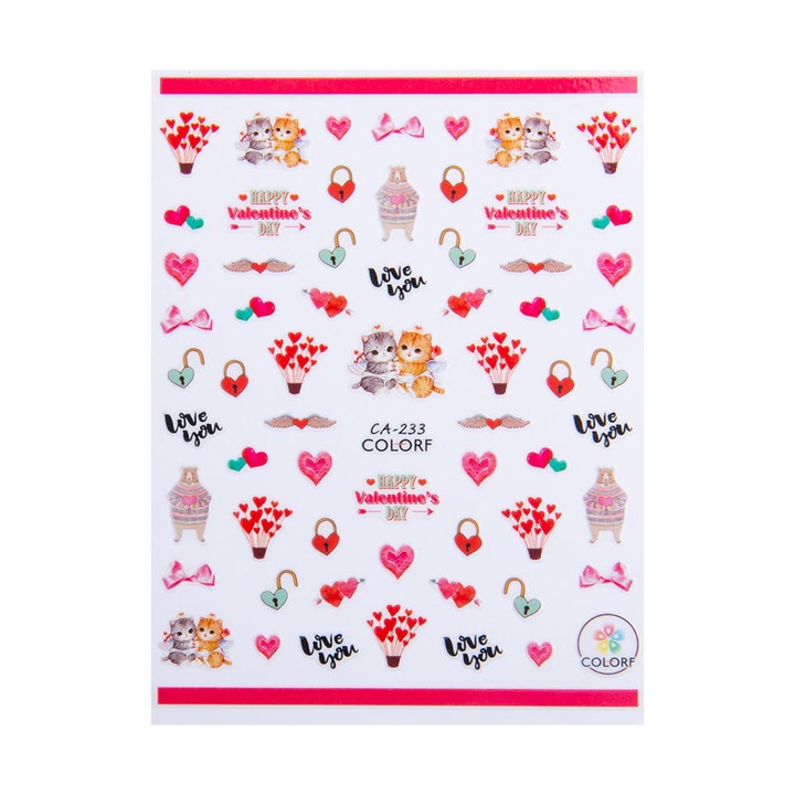 Körömmatrica szett, Allepaznokcie, színes minták, 8x10cm, CA-233