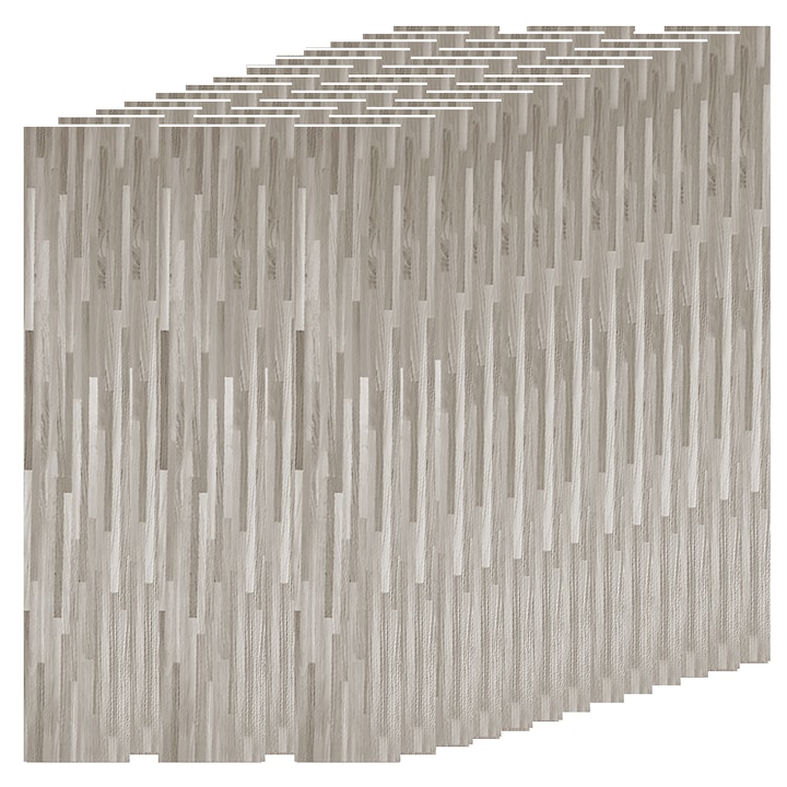 Комплект от 36 самозалепващи се подови плочки, Teno, издръжливи, силно лепило, PVC, 91,44 см x 15,24 см, 4,9 м²/кутия, бежови на райета