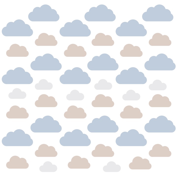 Muralo Matricák Gyerekszobába 60cm x 30cm Kék Bézs Felhők
