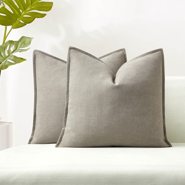 Set 2 fete de perna MIULEE, din catifea, 45 x 45 cm, culoare gri fumuriu