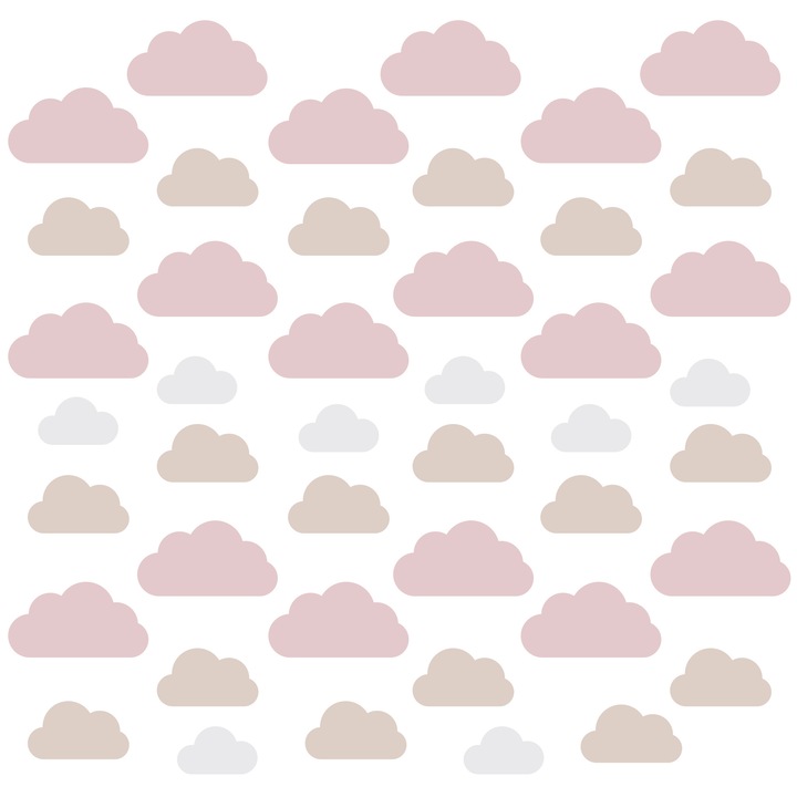 Muralo Matricák Gyerekszobába Bézs 60cm x 30cm Rózsaszín Felhők