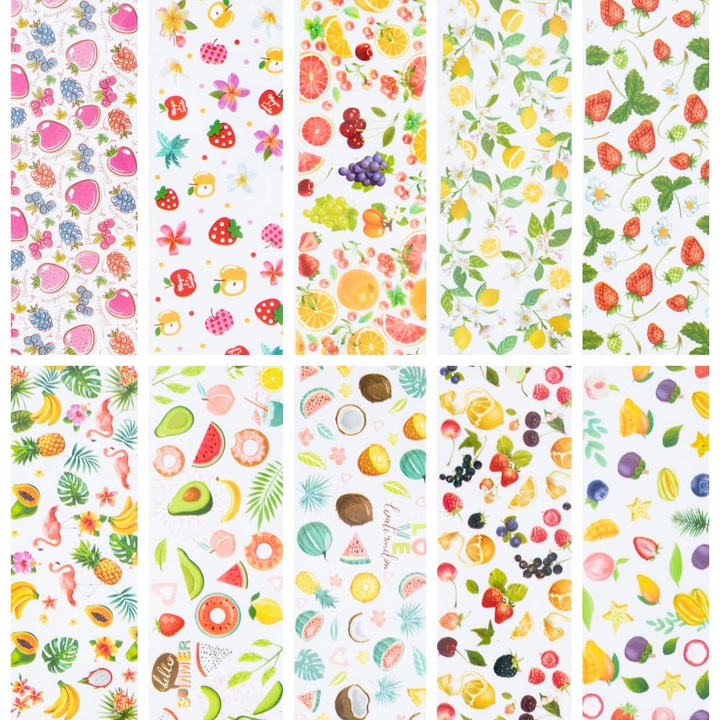 Folie transfer pentru unghii, Allepaznokcie, set 10 bucati, 100x4cm, multicolor