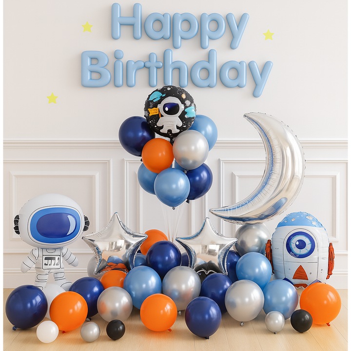 Set Ghirlanda Baloane Astronaut, 93 piese, Decor Aniversare, Petrecere, Nunta, Accesorii incluse