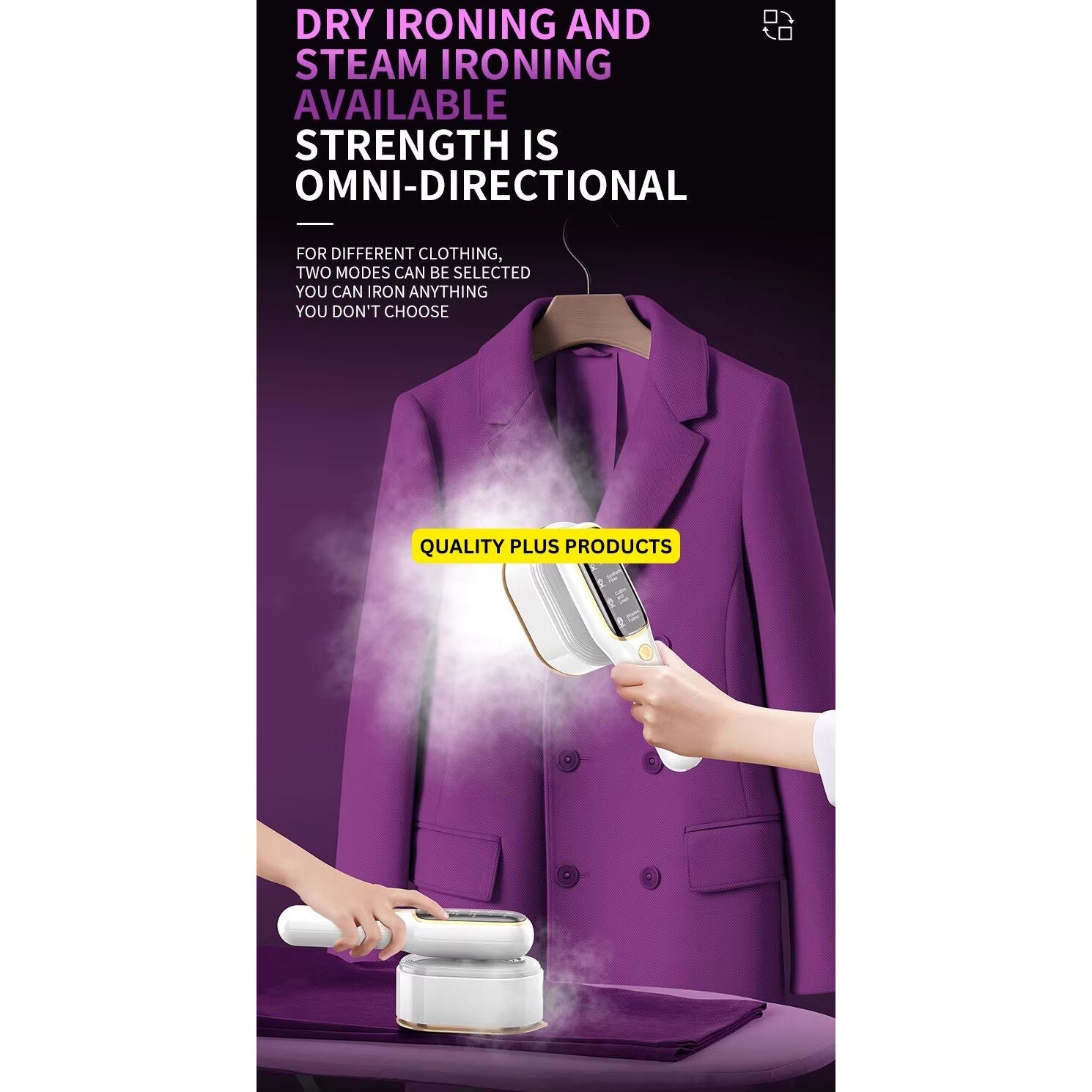 Fier de Calcat cu Aburi Portabil Profesional – Mini Aparat Pliabil din Titan pentru Haine cu 5 viteze