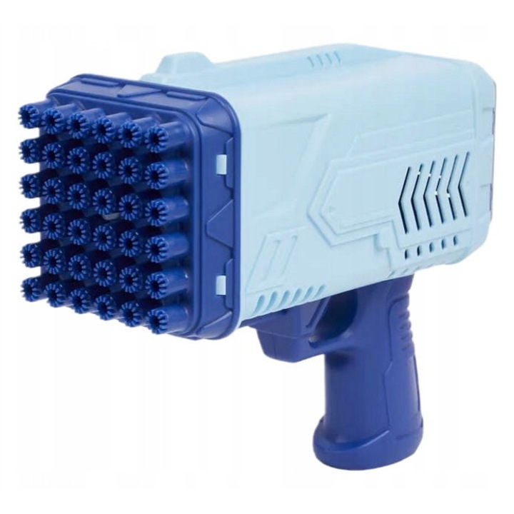 Pistol de sapun cu lumini, CardSplitter, 36 de duze, albastru, set cu 100 ml lichid pentru sapun