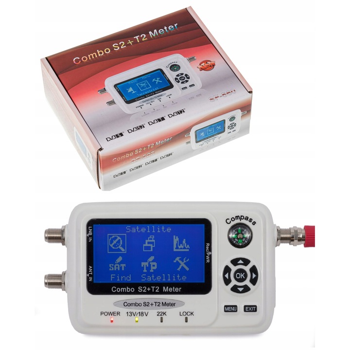 Senzor semnal satelitar CardSplitter SF-560, LCD, DVB-S/DVB-S2, 950-2150MHz, set complet