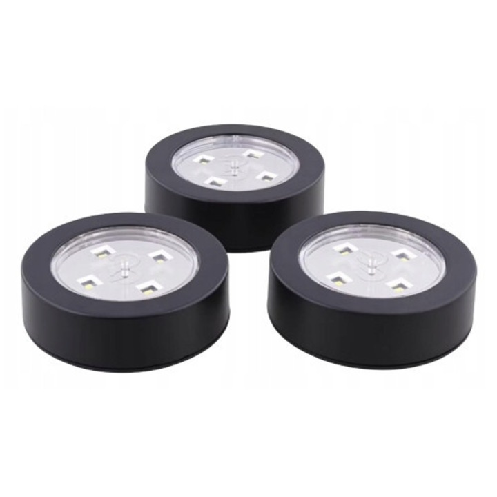 Set 3 lampi LED CardSplitter, 7cm, negru, lumina naturala alba