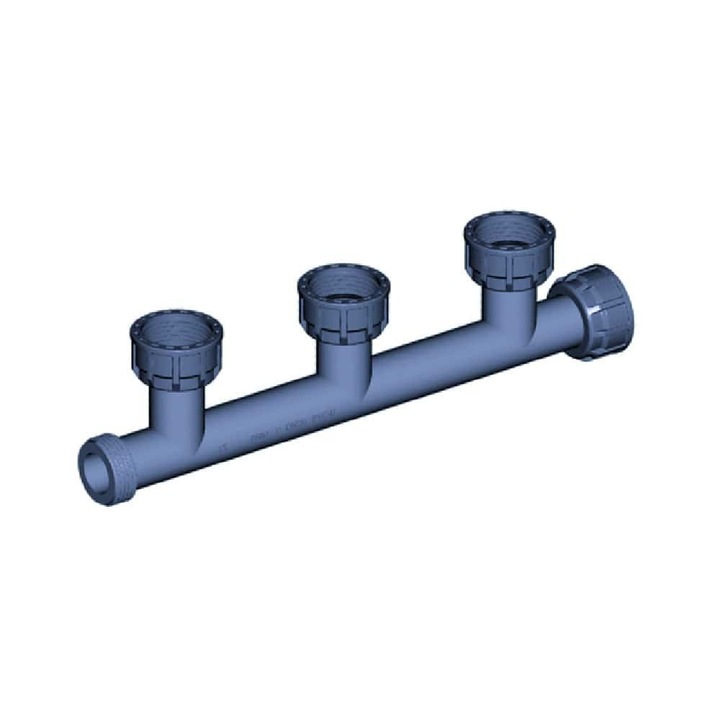 2,5 cm-es PVC elosztó, 3 csatlakozóval, Cepex, ipari telepítésekhez