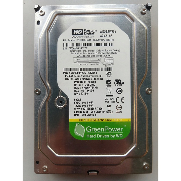 Твърд диск 3.5" WD Caviar Blue 500GB, SATA III, 7200 RPM, 16MB