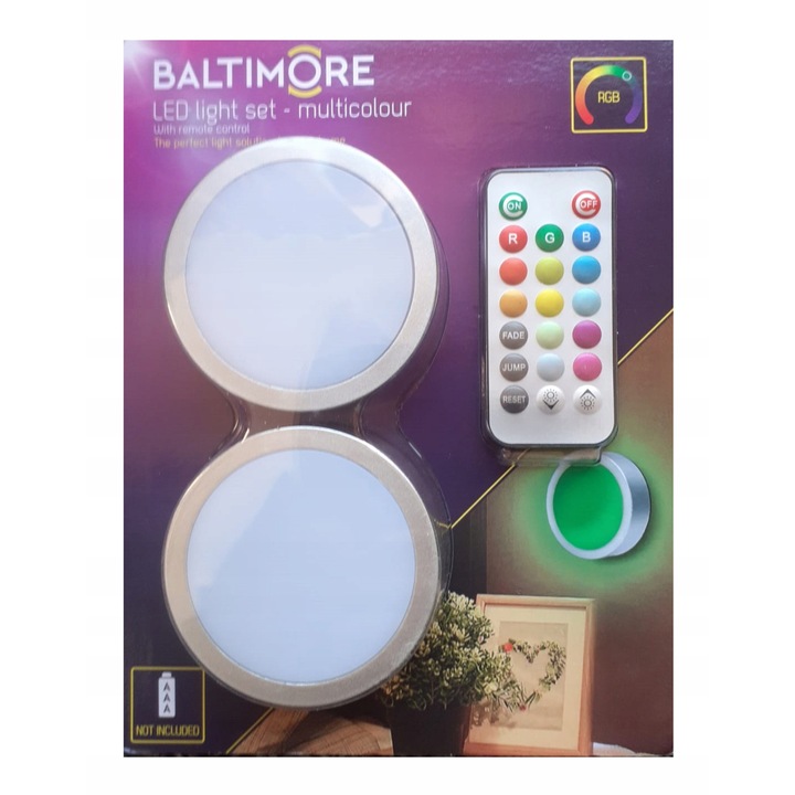 Lampi LED cu telecomanda, set 2 bucati, multicolor, argintii