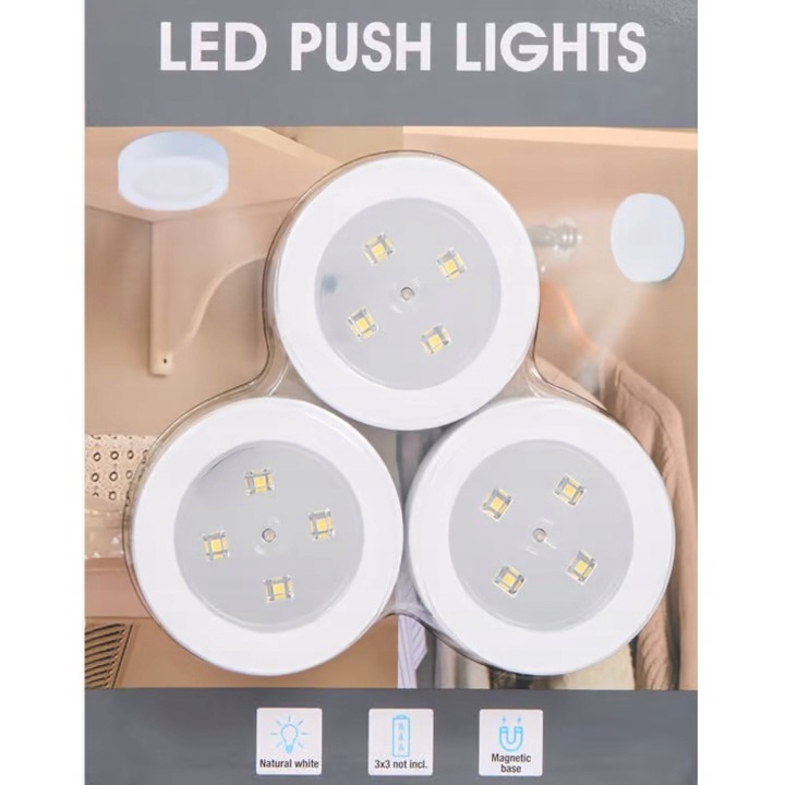 Set 3 lampi LED, CardSplitter, 7cm, alb