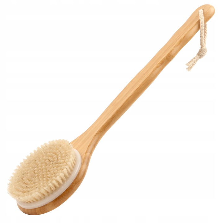 Perie de baie din bambus pentru spalarea spatelui la dus, lunga, 38 x 10 cm