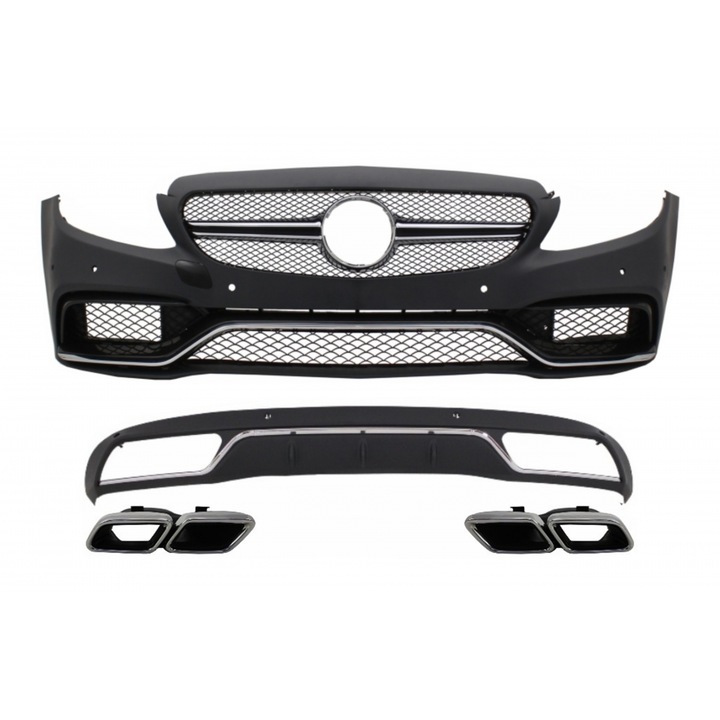 Bara Fata & Difuzor cu Ornamente Evacuare Crom Mercedes C-Class W205 S205 2014-up C63 Design