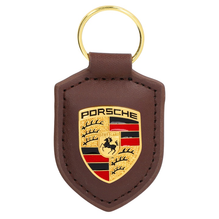 Barna PORSCHE emblémás kulcstartó