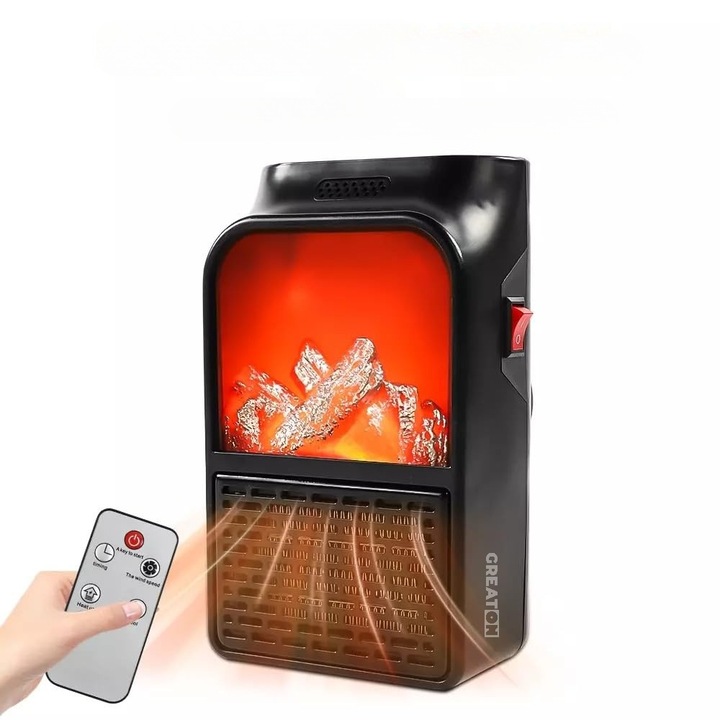 GREATON Hordozható Mini Ventilátoros Fűtőventilátor, 900 W, Digitális Kijelzővel, Fekete Szín – Hőmérséklet Kényelem Bárhol, Ahol Szükség Van Rá