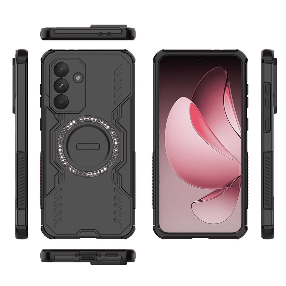 Husa pentru Samsung Galaxy A56 5G, Antisoc, Magsafe, bumper camera, set cu sticker, ArmorMag, Magsafe, Negru