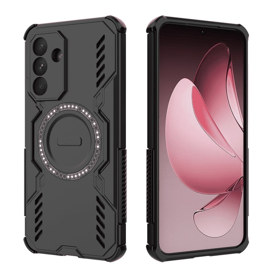 Husa pentru Samsung Galaxy A56 5G, Antisoc, Magsafe, bumper camera, set cu sticker, ArmorMag, Magsafe, Negru