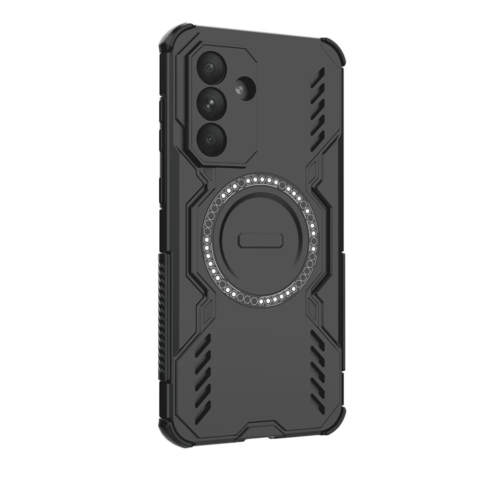 Husa pentru Samsung Galaxy A56 5G, Antisoc, Magsafe, bumper camera, set cu sticker, ArmorMag, Magsafe, Negru