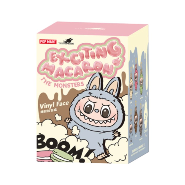 Плюшена играчка Pop Mart Labubu Macaron Monsters, 16 см, многоцветен ключодържател, BlindBox