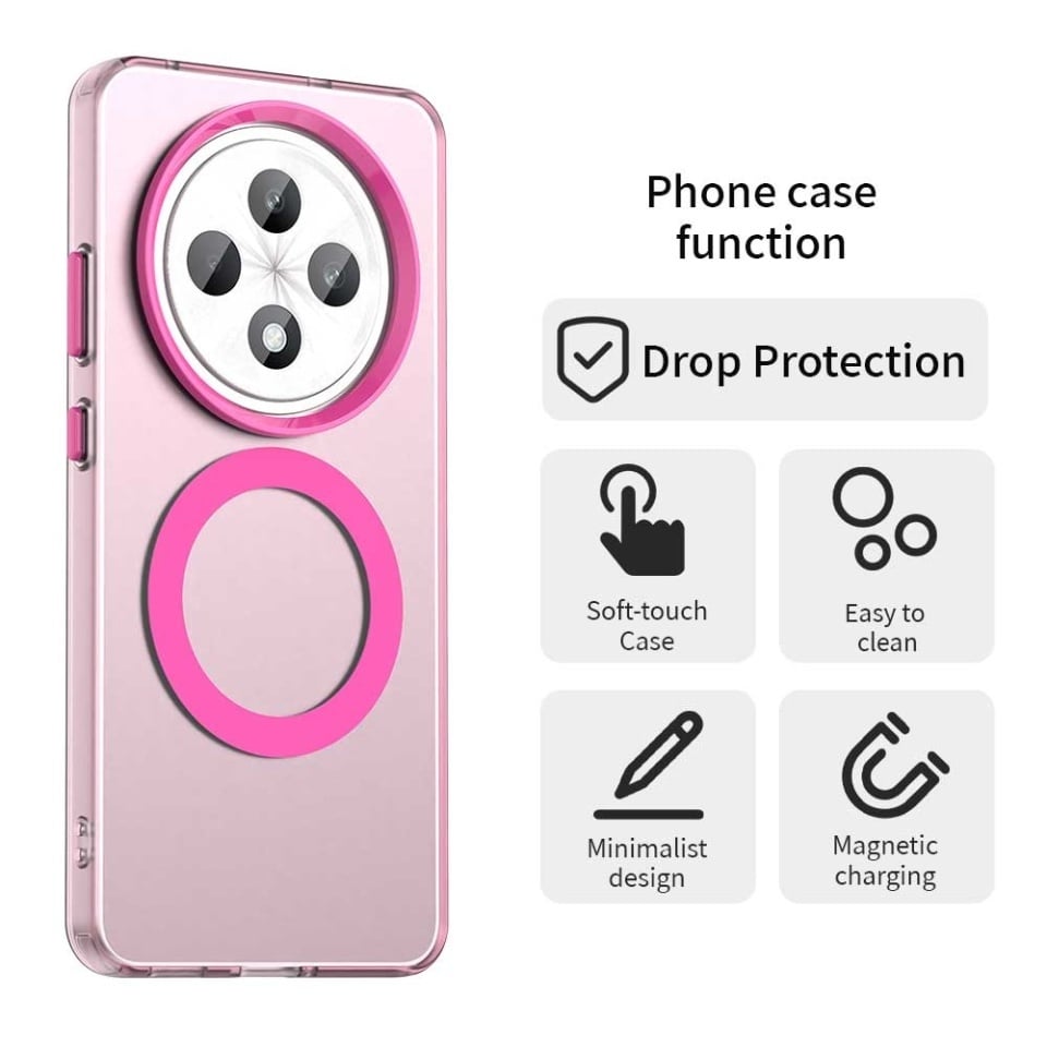 Husa pentru Oppo Reno12 F 5G / Reno12 FS 5G / Reno12 F 4G / Reno12 FS 4G, SKYDDAR INOVATION, CandyCase, Magsafe, set cu sticker, Roz