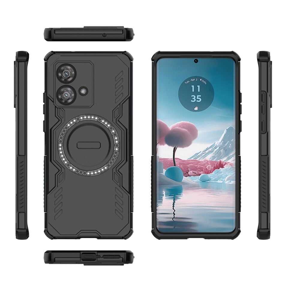 Husa pentru Motorola Edge 40 Neo, SKYDDAR INOVATION, ArmorMag, Magsafe, set cu sticker, Negru