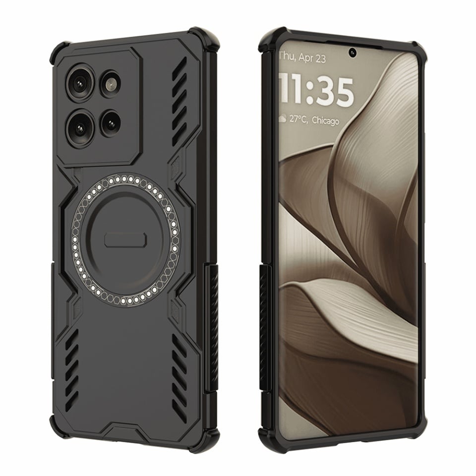 Husa pentru Motorola Edge 50, SKYDDAR INOVATION, ArmorMag, Magsafe, set cu sticker, Negru