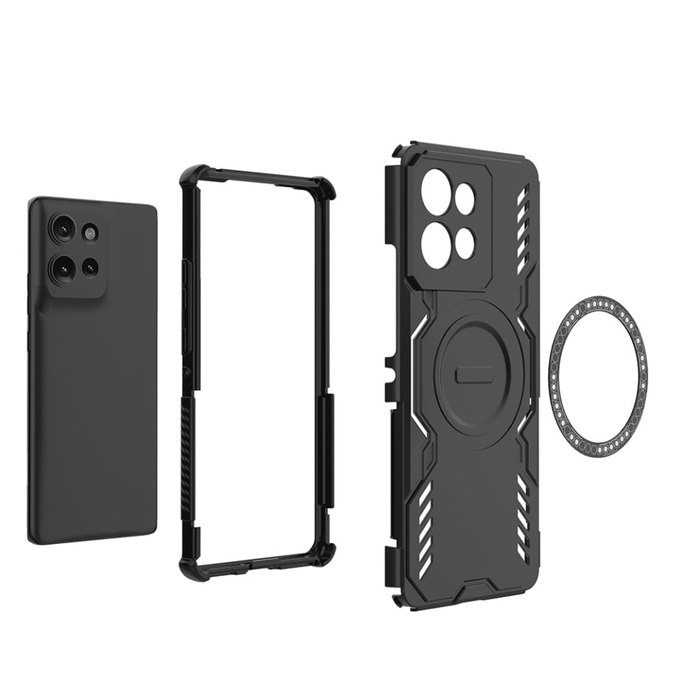 Husa pentru Motorola Edge 50, SKYDDAR INOVATION, ArmorMag, Magsafe, set cu sticker, Negru