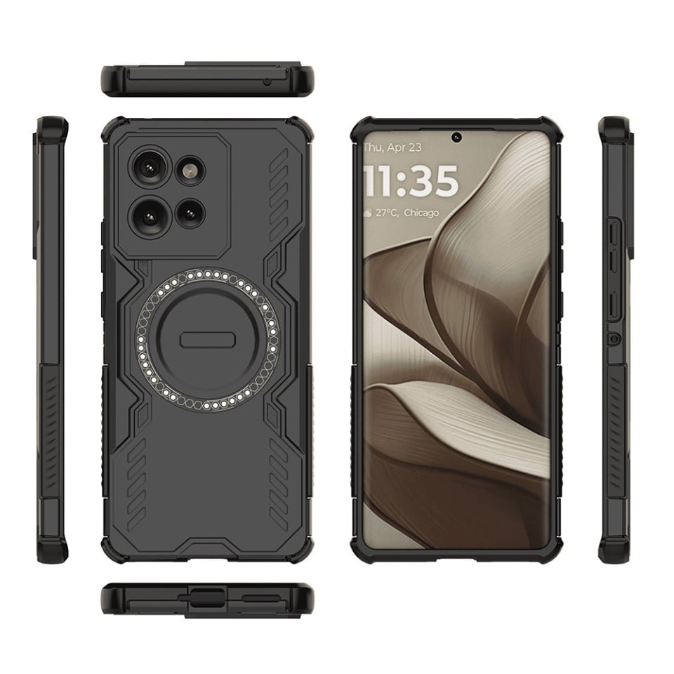 Husa pentru Motorola Edge 50, SKYDDAR INOVATION, ArmorMag, Magsafe, set cu sticker, Negru