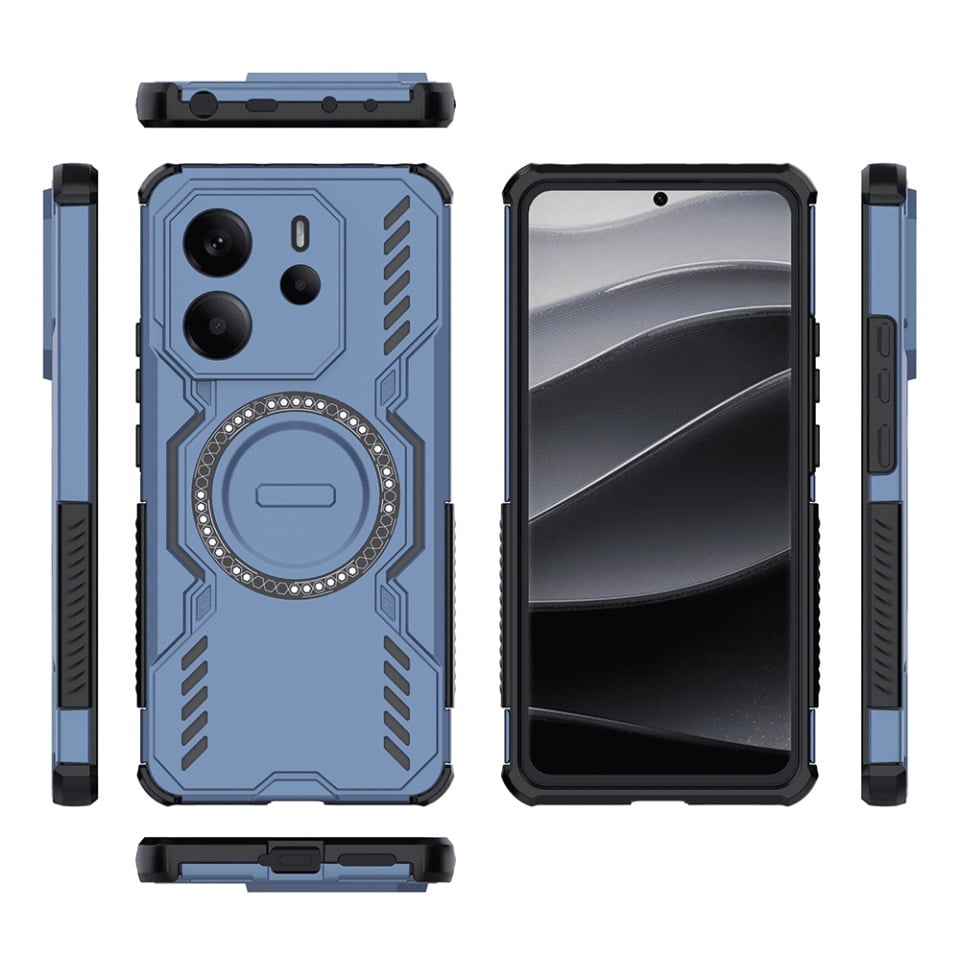 Husa pentru Xiaomi Redmi Note 14 4G (Regional), SKYDDAR INOVATION, ArmorMag, Magsafe, set cu sticker, Albastru