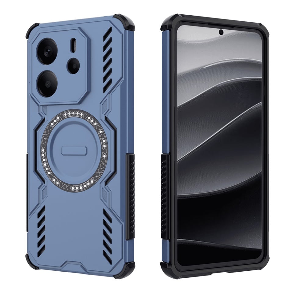 Husa pentru Xiaomi Redmi Note 14 4G (Regional), SKYDDAR INOVATION, ArmorMag, Magsafe, set cu sticker, Albastru