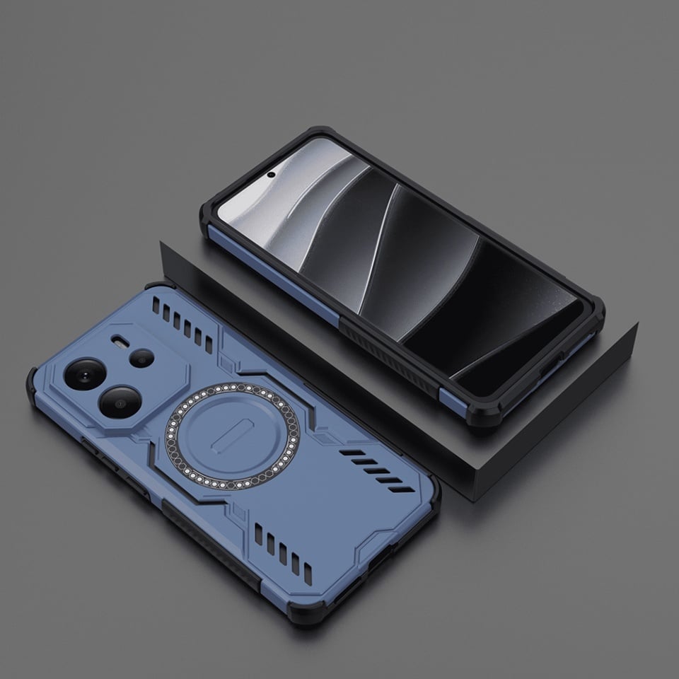 Husa pentru Xiaomi Redmi Note 14 4G (Regional), SKYDDAR INOVATION, ArmorMag, Magsafe, set cu sticker, Albastru