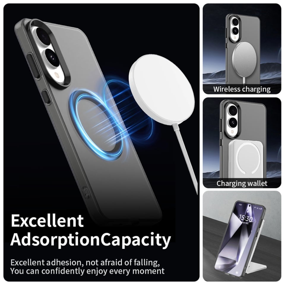Husa pentru Samsung Galaxy S25 Edge, SKYDDAR INOVATION, CandyCase, Magsafe, set cu sticker, Negru
