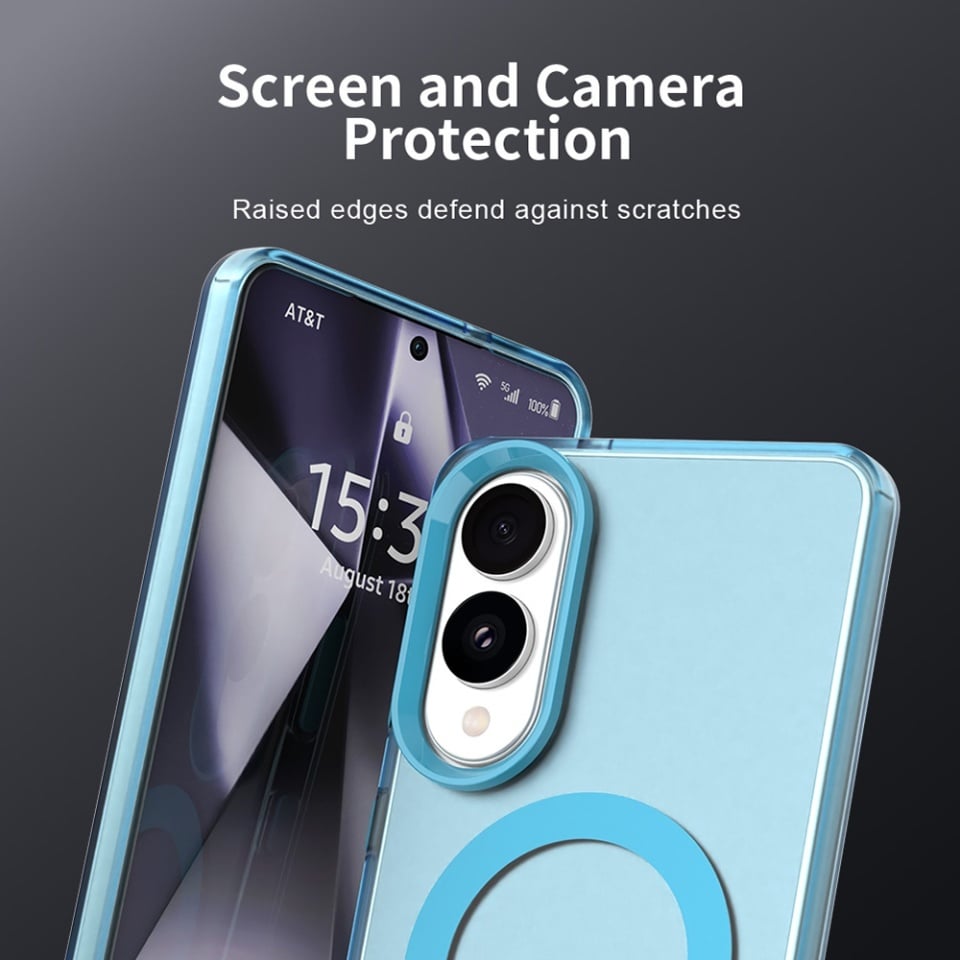Husa pentru Samsung Galaxy S25 Edge, SKYDDAR INOVATION, CandyCase, Magsafe, set cu sticker, Albastru