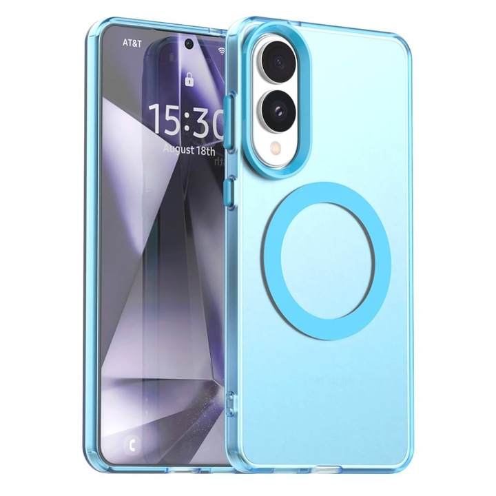 Husa pentru Samsung Galaxy S25 Edge, SKYDDAR INOVATION, CandyCase, Magsafe, set cu sticker, Albastru
