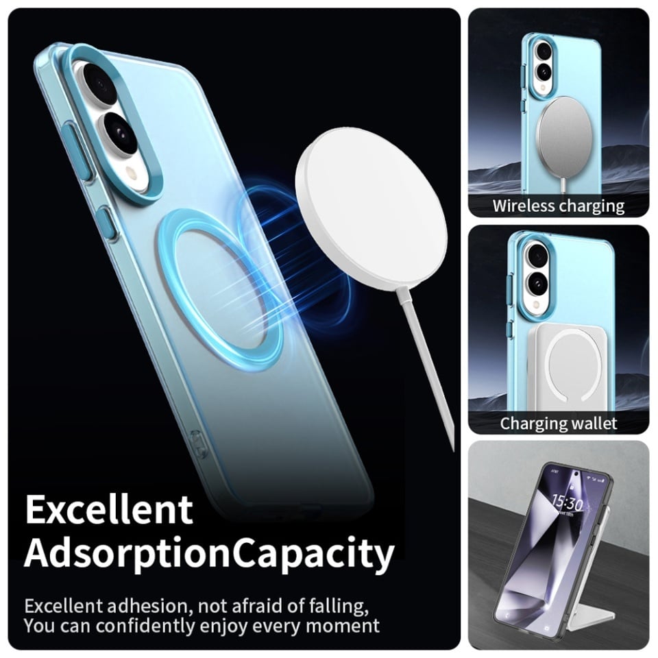 Husa pentru Samsung Galaxy S25 Edge, SKYDDAR INOVATION, CandyCase, Magsafe, set cu sticker, Albastru