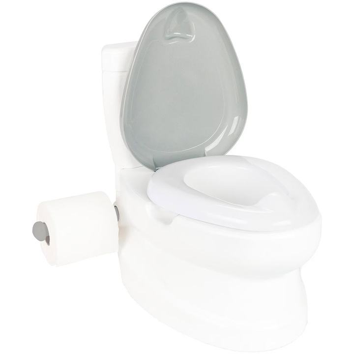 Olita educationala pentru copii Pilsan Cute cu Capac, Cutie muzicala Sunet sifon si lumini, Baza cu 5 puncte antialunecare, Suport hartie igienica, Vas colectare detasabil, Greutate admisa 25kg