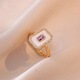 Set bijuterii vintage rectangulare, placate cu aur de 18 K, cu cristale de zirconiu violet. sidef si strasuri